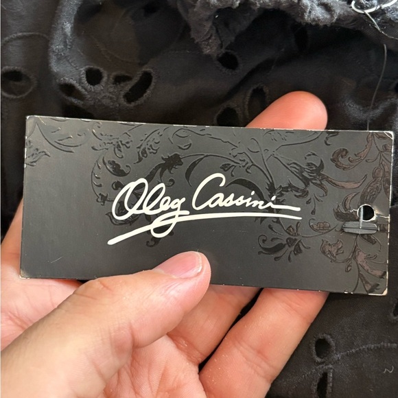 Oleg Cassini Halter Black Y2K beach Tie nack eyelet boho 90s 2000s dress 12 NWT - Picture 11 of 16